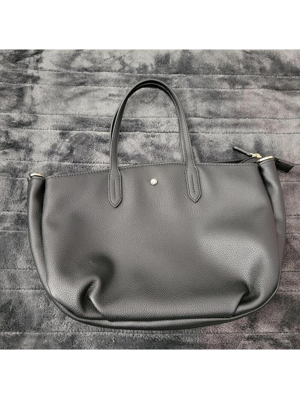 LC Lauren Conrad Black Pebbled Tote Shoulder Bag Gold Hardware